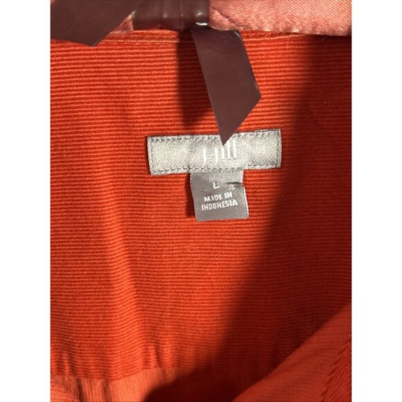 J. Jill Top Womens Large Button Front Shirt Corduroy  Red/Orange Shirt - Picture 2 of 5